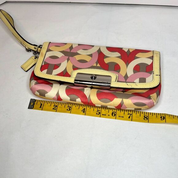 Coach Kristin Signature Patent Leather Monogram Multicolor Wristlet Wallet Women - Picture 8 of 8